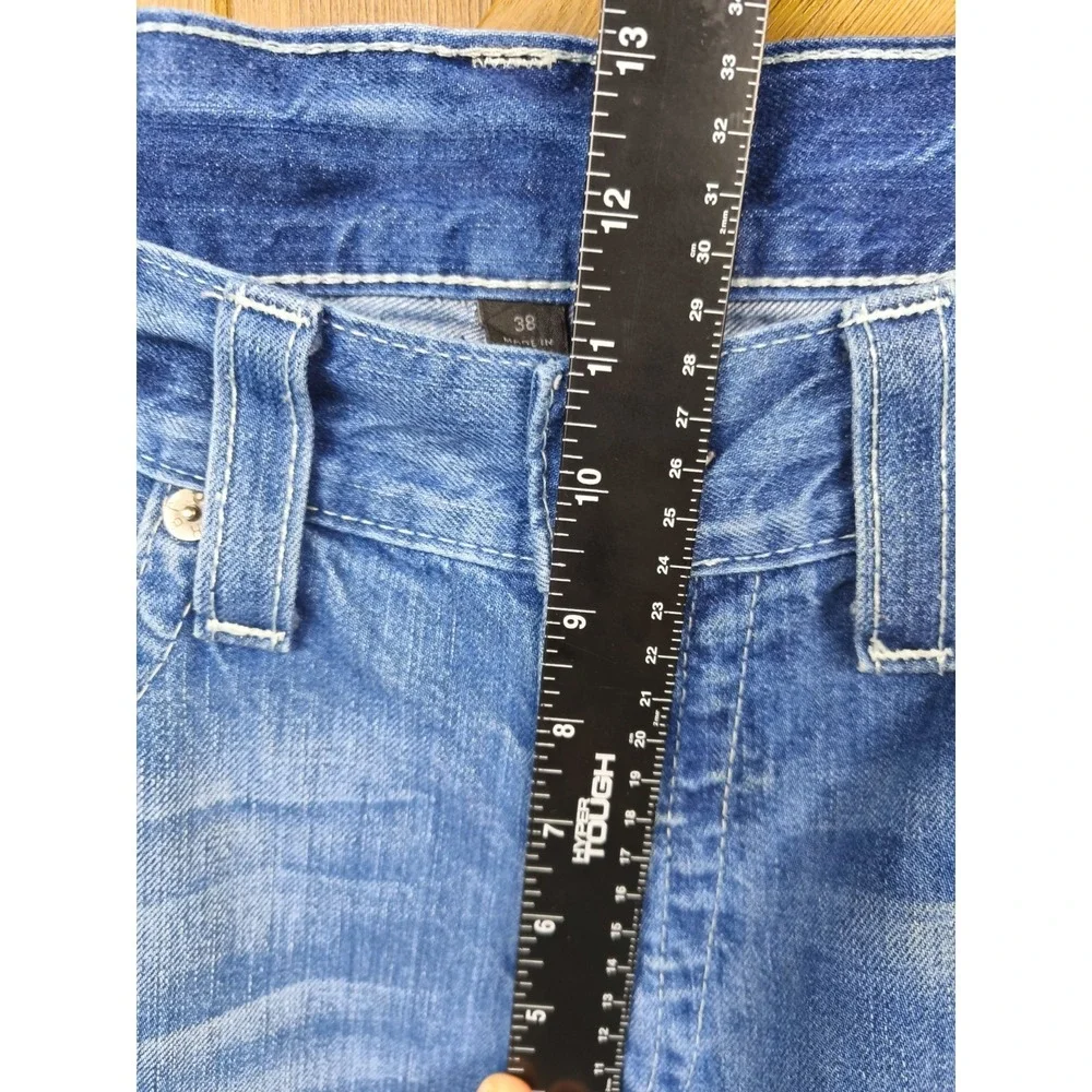 True Religion Mens 38x33‎ USA Made Button Fly Jeans Fade Wash Y2K Denim